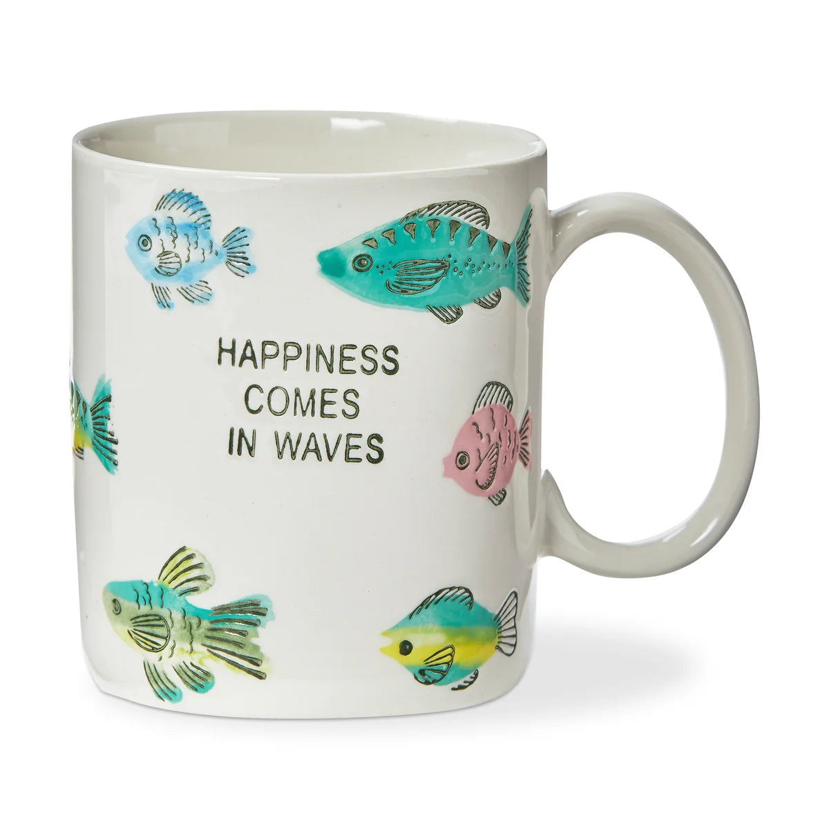 Happiness comes in waves mug