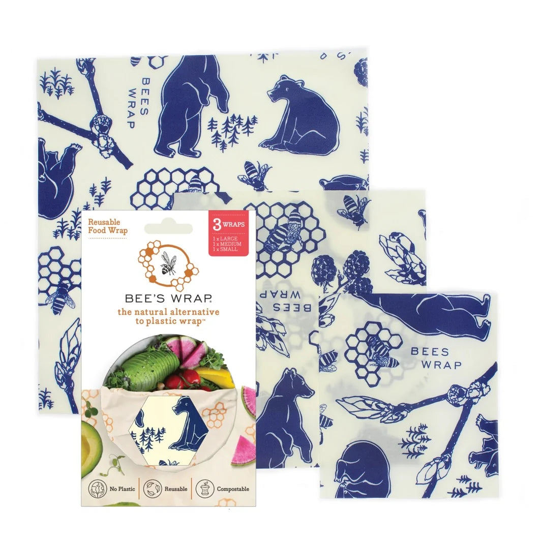 Bee’s Wrap: Assorted 3 Pack - Bees & Bears Print