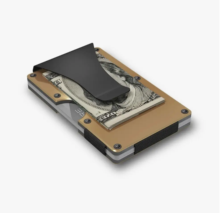 GRID Gold aluminum wallet