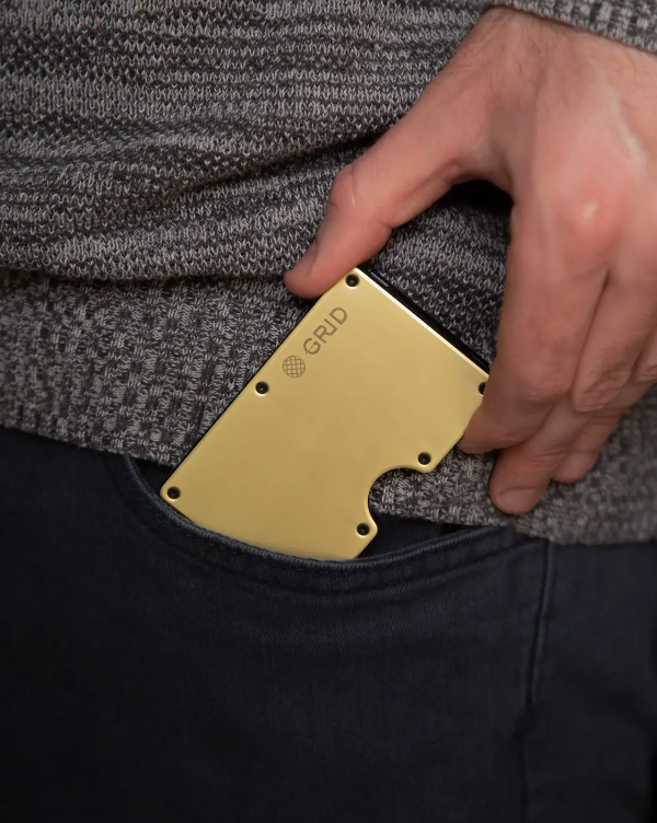 GRID Gold aluminum wallet