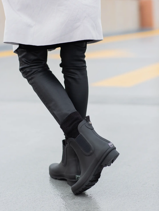 Chelsea Matte Black Women's Ankle ROMA Rain Boots