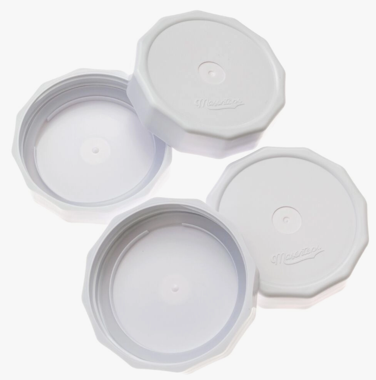 White Tough Top Plastic Mason Jar Lids (Wide Mouth)