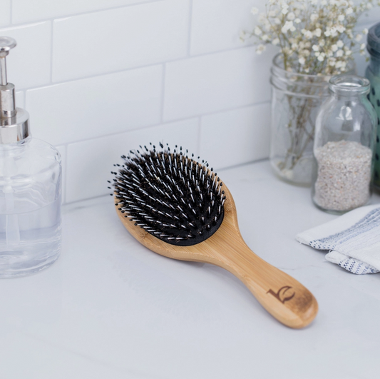 Boar Bristle Brush with Detangling Nylon Pins