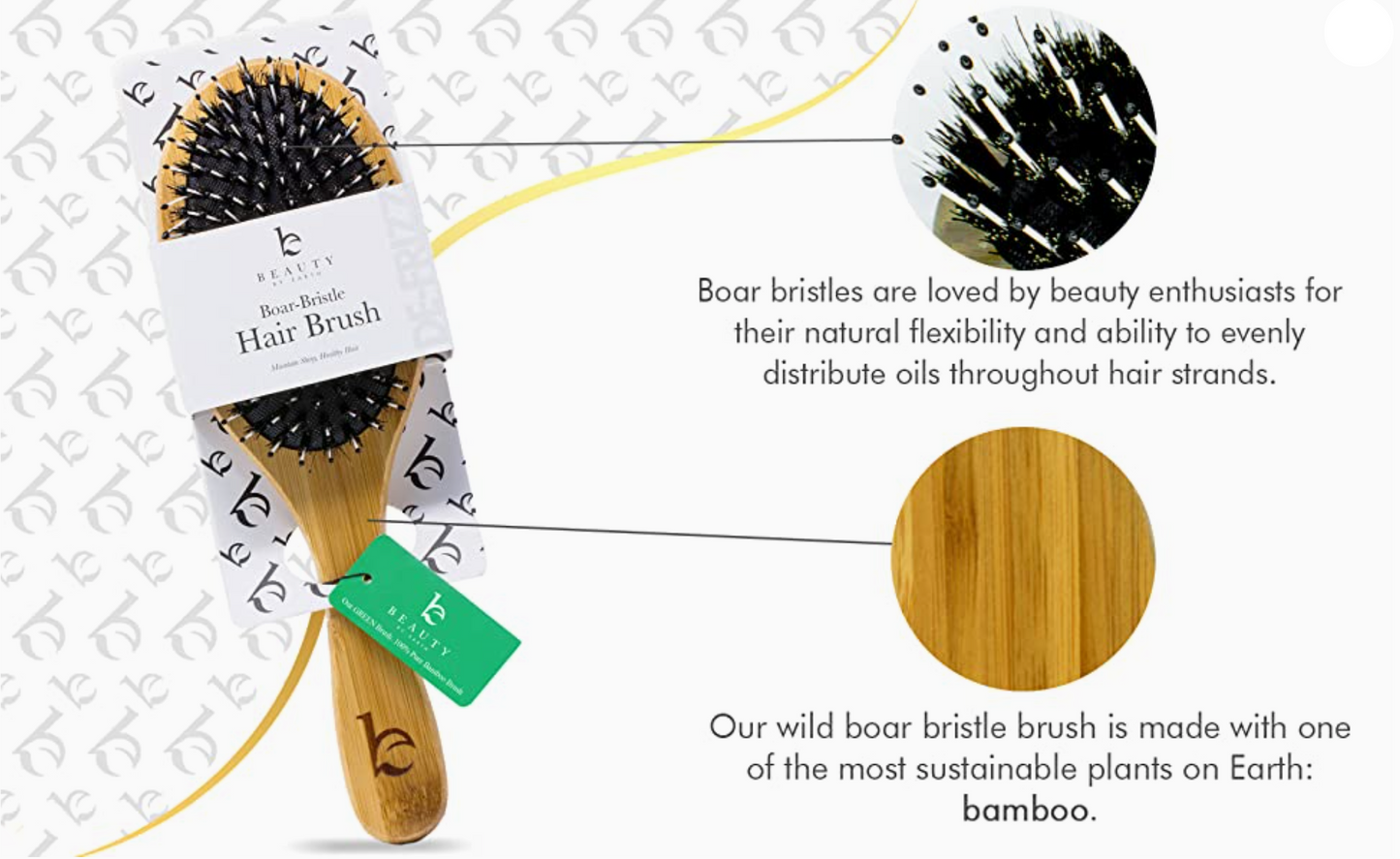 Boar Bristle Brush with Detangling Nylon Pins