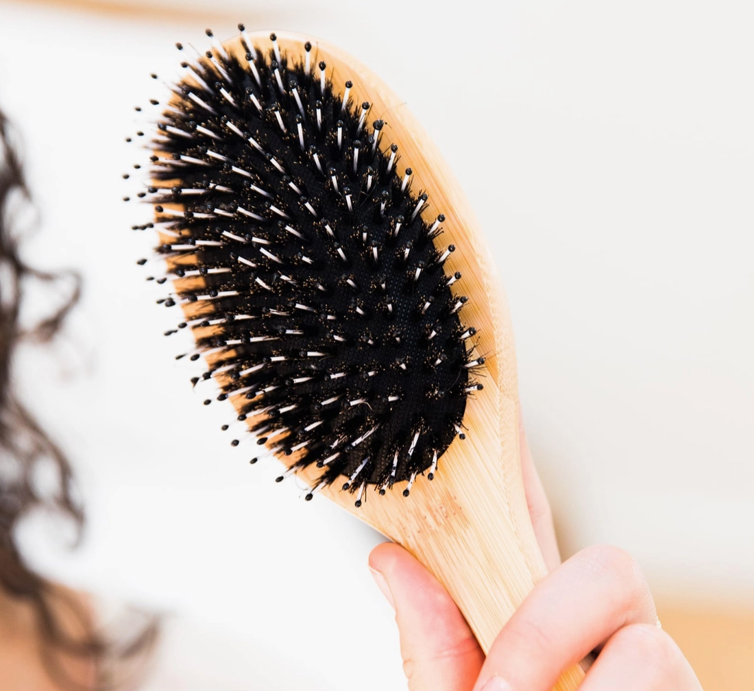 Boar Bristle Brush with Detangling Nylon Pins