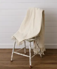 Brushed Cotton Throw, Cream