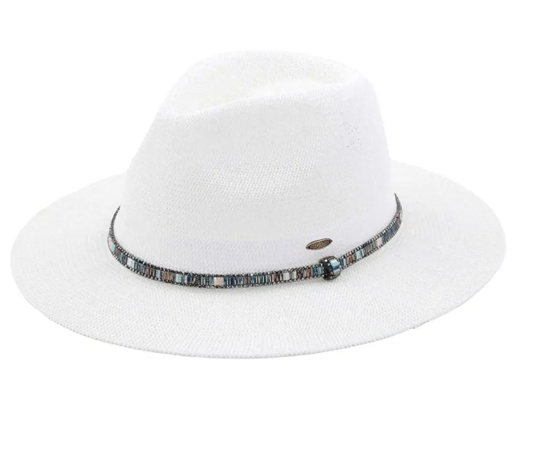 Beaded Panama Hat in Pearl