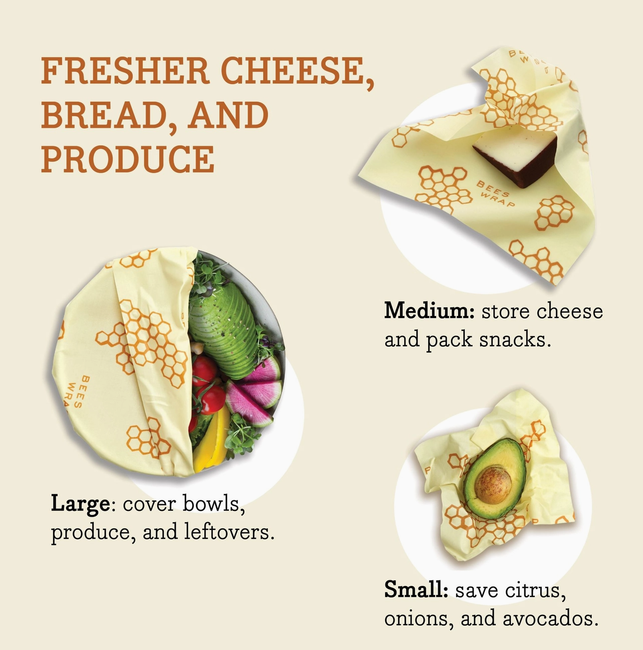 Bee’s Wrap: Assorted 3 Pack - Honeycomb Print